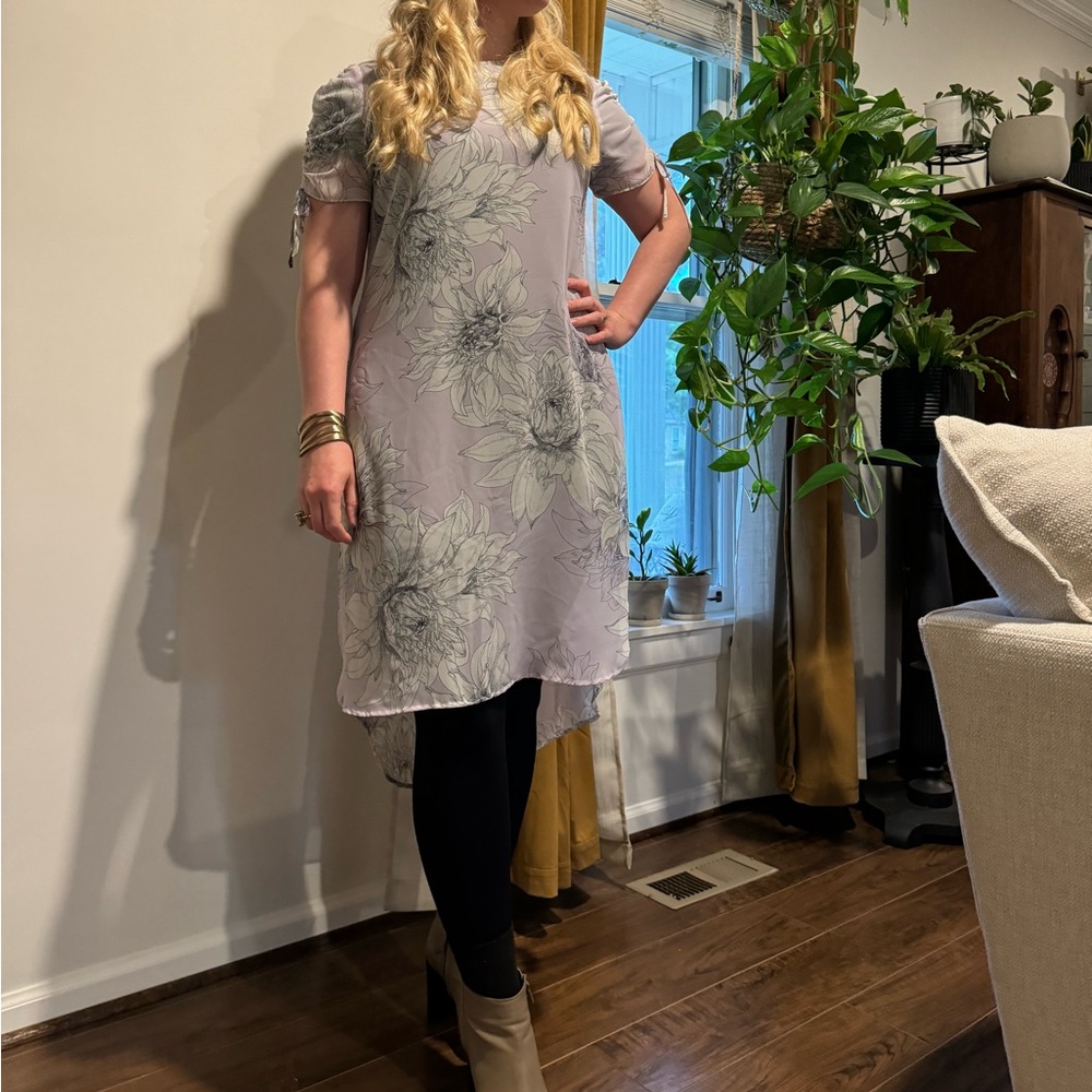 Sheer Lavender Floral Tunic